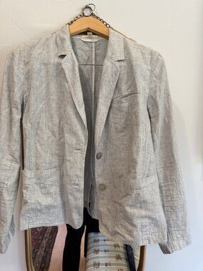 Eileen Fisher Light Gray & White Pinstripe Jacket